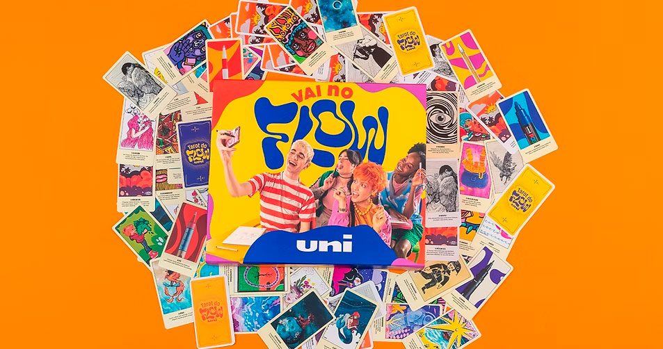 Press kit uni com cartas e itens gráficos